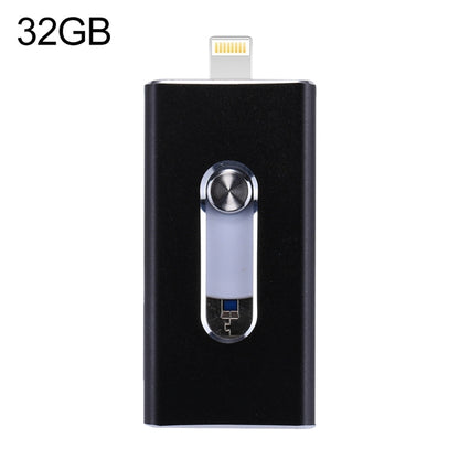 RQW-02 3 ใน 1 USB 2.0 และ 8 Pin และ Micro USB 32GB แฟลชไดรฟ์, RQW-02 Black