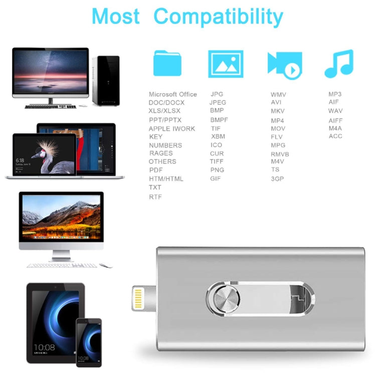 RQW-02 3 ใน 1 USB 2.0 และ 8 Pin และ Micro USB 32GB แฟลชไดรฟ์, RQW-02 Black