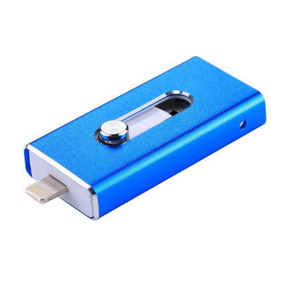 RQW-02 3 ใน 1 USB 2.0 และ 8 Pin และ Micro USB 32GB แฟลชไดรฟ์, RQW-02 Blue