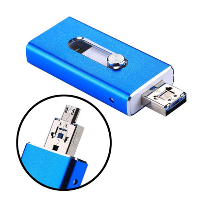 RQW-02 3 ใน 1 USB 2.0 และ 8 Pin และ Micro USB 32GB แฟลชไดรฟ์, RQW-02 Blue