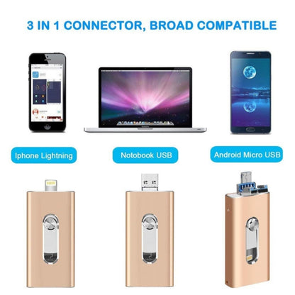RQW-02 3 ใน 1 USB 2.0 และ 8 Pin และ Micro USB 32GB แฟลชไดรฟ์, RQW-02 Blue