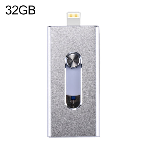 RQW-02 3 ใน 1 USB 2.0 และ 8 Pin และ Micro USB 32GB แฟลชไดรฟ์, RQW-02 Silver