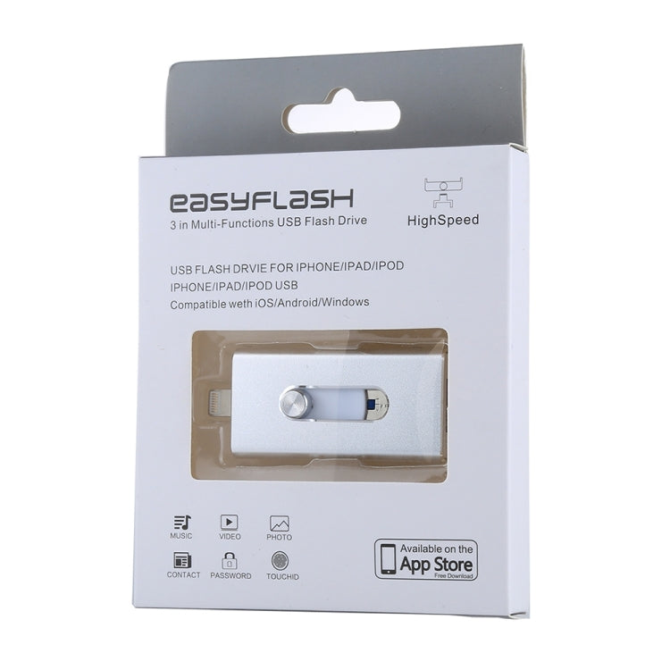 RQW-02 3 ใน 1 USB 2.0 และ 8 Pin และ Micro USB 32GB แฟลชไดรฟ์, RQW-02 Silver