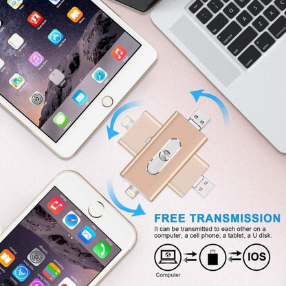 RQW-02 3 ใน 1 USB 2.0 และ 8 Pin และ Micro USB 32GB แฟลชไดรฟ์, RQW-02 Silver