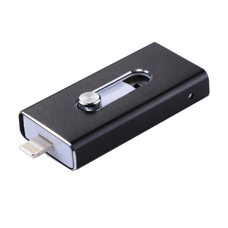 RQW-02 3 ใน 1 USB 2.0 และ 8 Pin และ Micro USB 64GB แฟลชไดรฟ์, RQW-02 Black