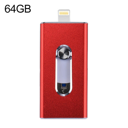 RQW-02 3 ใน 1 USB 2.0 และ 8 Pin และ Micro USB 64GB แฟลชไดรฟ์, RQW-02 Red