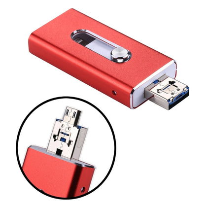 RQW-02 3 ใน 1 USB 2.0 และ 8 Pin และ Micro USB 64GB แฟลชไดรฟ์, RQW-02 Red