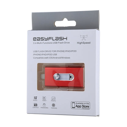 RQW-02 3 ใน 1 USB 2.0 และ 8 Pin และ Micro USB 64GB แฟลชไดรฟ์, RQW-02 Red