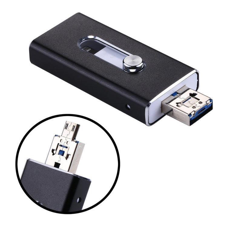 RQW-02 3 ใน 1 USB 2.0 และ 8 Pin และ Micro USB 16GB แฟลชไดรฟ์, RQW-02 Black, RQW-02 Gold, RQW-02 Blue, RQW-02 Red, RQW-02 Silver