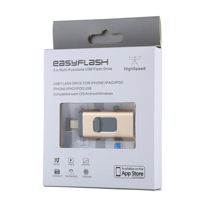 easyflash RQW-01B 3 ใน 1 USB 2.0 และ 8 Pin และ Micro USB 32GB แฟลชไดรฟ์, RQW-01B Gold