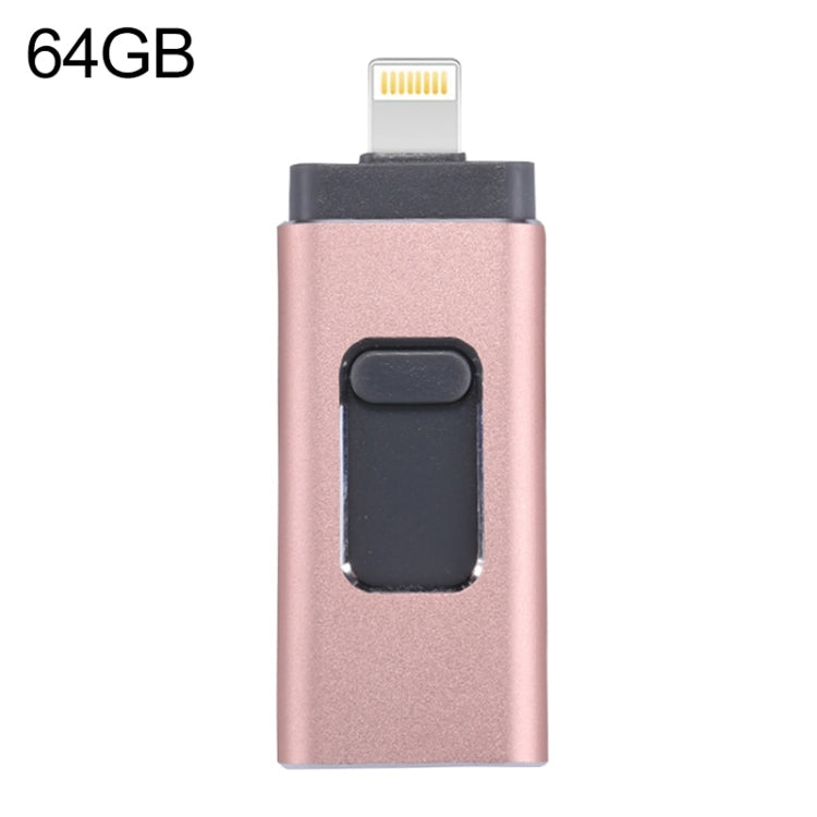 easyflash RQW-01B 3 ใน 1 USB 2.0 และ 8 Pin และ Micro USB 64GB แฟลชไดรฟ์, RQW-01B Rose Gold