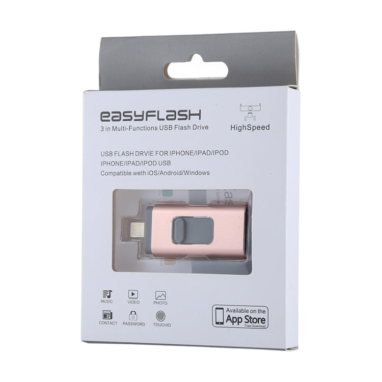 easyflash RQW-01B 3 ใน 1 USB 2.0 และ 8 Pin และ Micro USB 64GB แฟลชไดรฟ์, RQW-01B Rose Gold