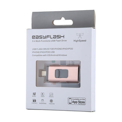 easyflash RQW-01B 3 ใน 1 USB 2.0 และ 8 Pin และ Micro USB 64GB แฟลชไดรฟ์, RQW-01B Rose Gold