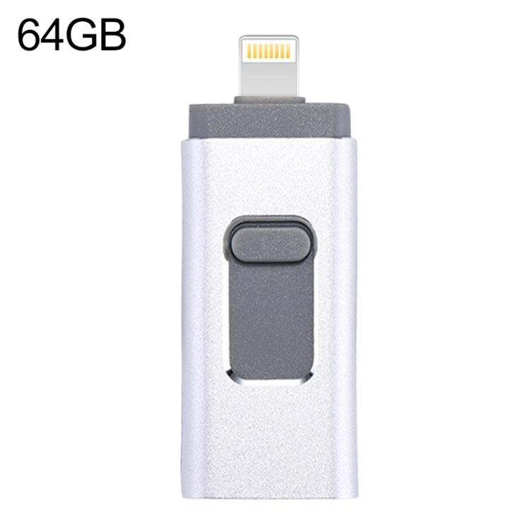 easyflash RQW-01B 3 ใน 1 USB 2.0 และ 8 Pin และ Micro USB 64GB แฟลชไดรฟ์, RQW-01B Silver