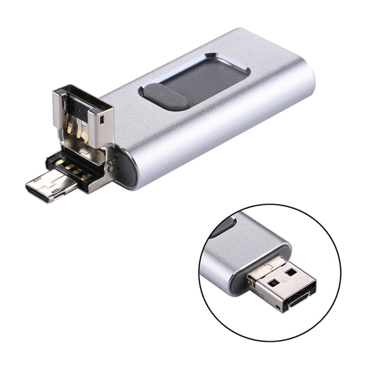easyflash RQW-01B 3 ใน 1 USB 2.0 และ 8 Pin และ Micro USB 64GB แฟลชไดรฟ์, RQW-01B Silver