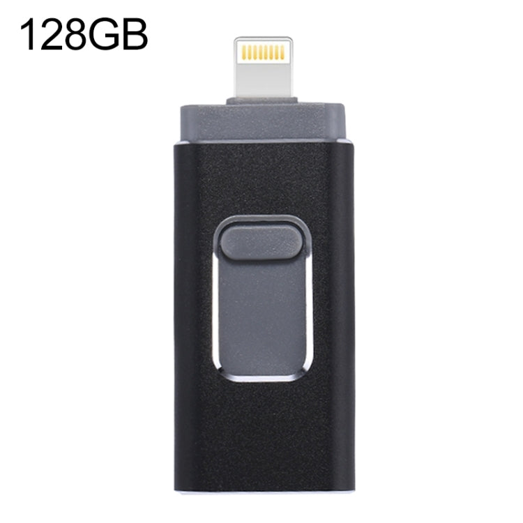 easyflash RQW-01B 3 ใน 1 USB 2.0 และ 8 Pin และ Micro USB 128GB แฟลชไดรฟ์, RQW-01B Black