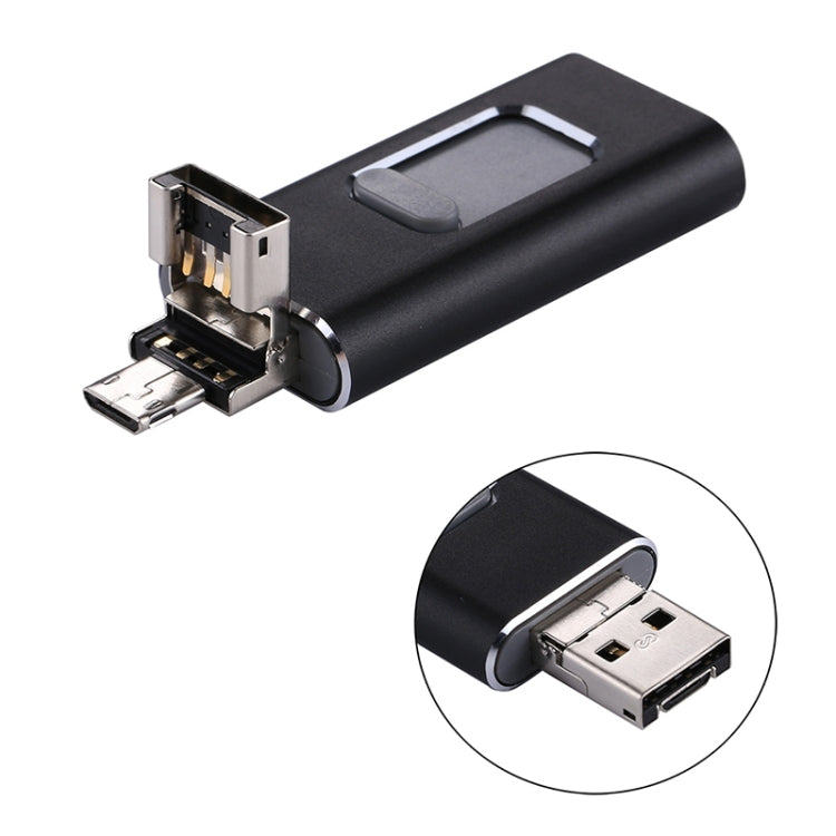 easyflash RQW-01B 3 ใน 1 USB 2.0 และ 8 Pin และ Micro USB 128GB แฟลชไดรฟ์, RQW-01B Black