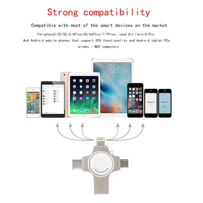 RQW-11S 4 ใน 1 USB 2.0 และ 8 พินและไมโคร USB และแฟลชไดรฟ์ USB-C / Type-C 64GB, RQW-11S