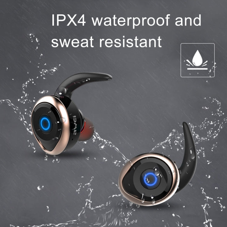 AWEI T1 ชุดหูฟังกีฬา IPX4 กันน้ำไร้สายบลูทูธ V4.2 หูฟังสเตอริโอ, รองรับ TWS, T1