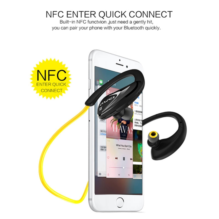 AWEI A880BL กีฬากันน้ำ Bluetooth CSR4.1 หูฟัง ชุดหูฟังสเตอริโอไร้สายพร้อมฟังก์ชัน NFC, A880BL