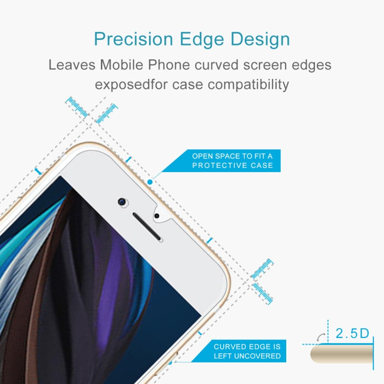 สำหรับ iPhone SE 2022 / SE 2020 50pcs Large Arc EdgeTempered Glass Film, For iPhone SE 2022 (50pcs)