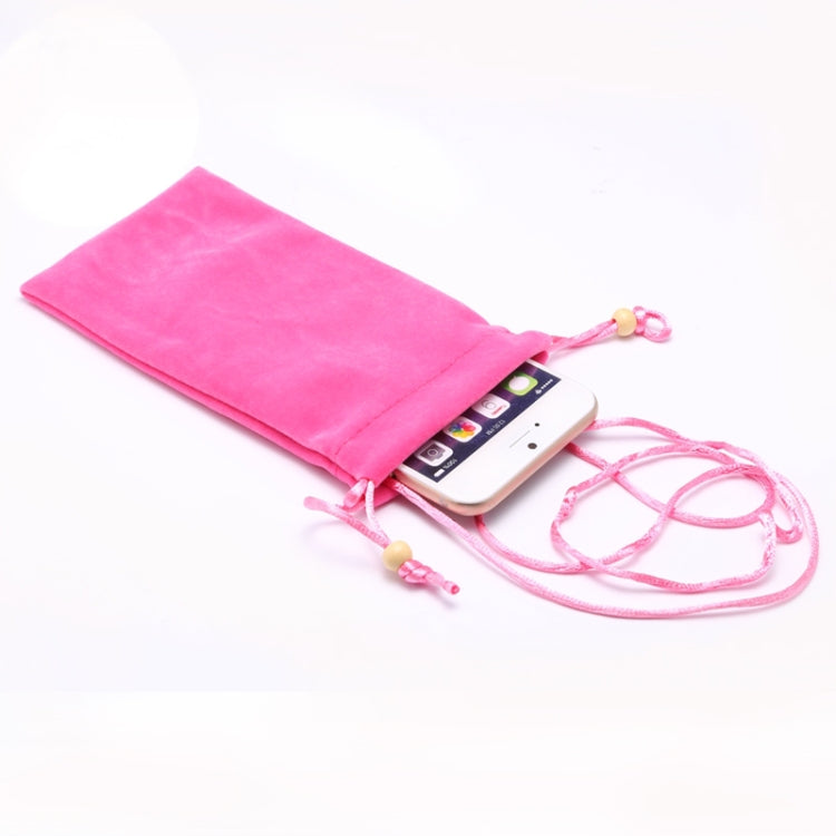 6.9 นิ้ว Universal Leisure Cotton Flock Cloth กระเป๋าพกพาพร้อมเชือกเส้นเล็กสำหรับ iPhone 8 Plus, Galaxy S10 +, Huawei Mate 20X, Xiaomi Max