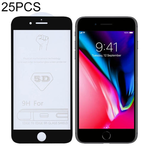 25 ชิ้น 9H 5D เต็มกาวฟิล์มกระจกนิรภัยแบบเต็มหน้าจอสำหรับ iPhone 7 Plus / 8 Plus, For iPhone 7 Plus / 8 Plus (25 PCS)