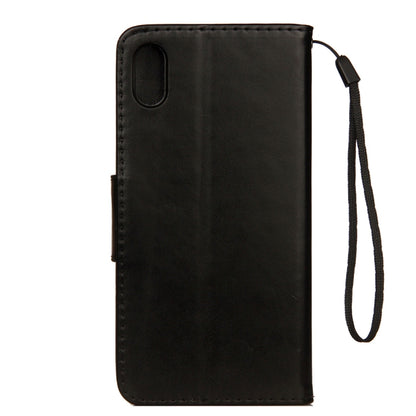 สำหรับ iPhone XR ซองหนังพลิกแนวนอนลายผีเสื้อนูนพร้อมช่องเสียบการ์ดและที่วางและกระเป๋าสตางค์และเชือกเส้นเล็ก, For XR