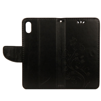 สำหรับ iPhone XR ซองหนังพลิกแนวนอนลายผีเสื้อนูนพร้อมช่องเสียบการ์ดและที่วางและกระเป๋าสตางค์และเชือกเส้นเล็ก, For XR