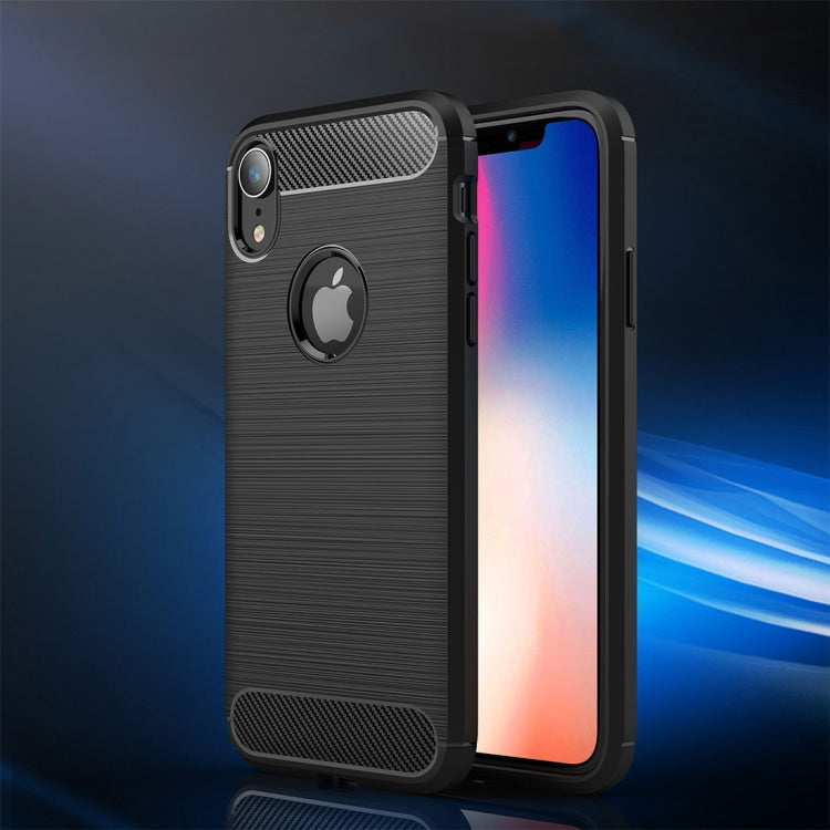 สำหรับ iPhone XR Brushed Texture คาร์บอนไฟเบอร์กันกระแทกเคสหลังป้องกัน TPU, For iPhone XR