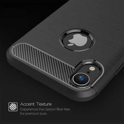 สำหรับ iPhone XR Brushed Texture คาร์บอนไฟเบอร์กันกระแทกเคสหลังป้องกัน TPU, For iPhone XR