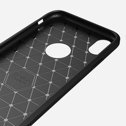สำหรับ iPhone XR Brushed Texture คาร์บอนไฟเบอร์กันกระแทกเคสหลังป้องกัน TPU, For iPhone XR