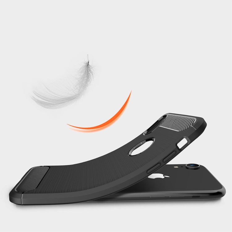 สำหรับ iPhone XR Brushed Texture คาร์บอนไฟเบอร์กันกระแทกเคสหลังป้องกัน TPU, For iPhone XR