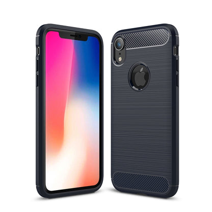 สำหรับ iPhone XR Brushed Texture คาร์บอนไฟเบอร์กันกระแทกเคสหลังป้องกัน TPU, For iPhone XR