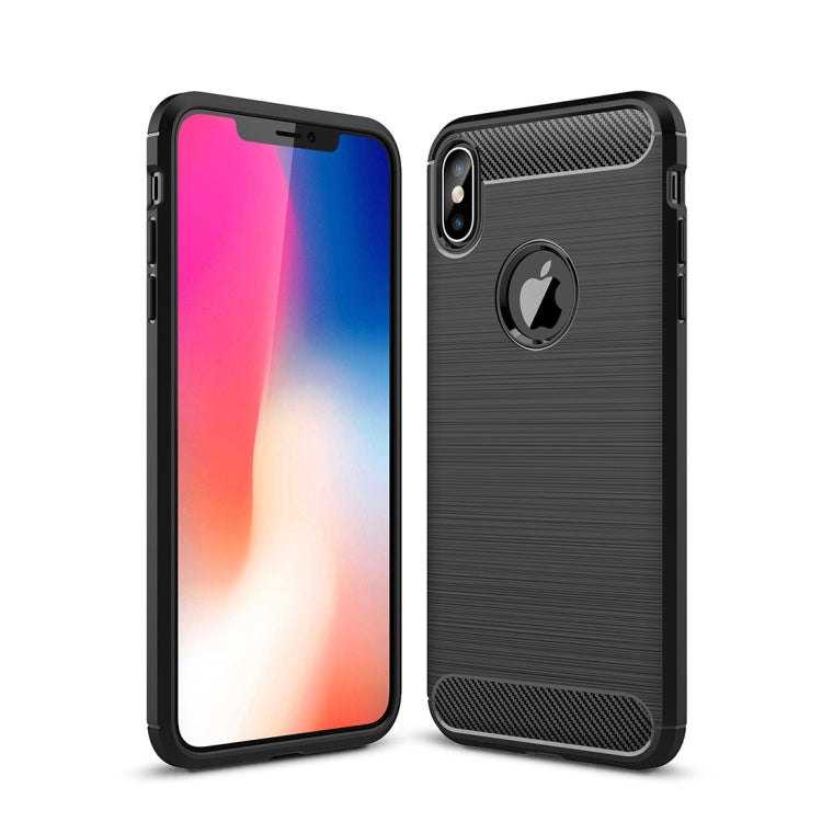สำหรับ iPhone XS Max Brushed Texture คาร์บอนไฟเบอร์กันกระแทก TPU เคสหลัง, For iPhone XS Max