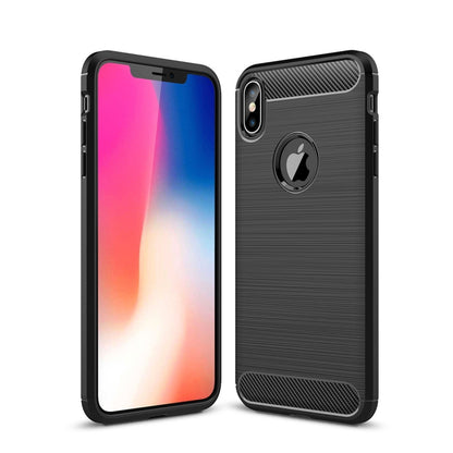 สำหรับ iPhone XS Max Brushed Texture คาร์บอนไฟเบอร์กันกระแทก TPU เคสหลัง, For iPhone XS Max