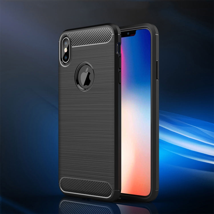 สำหรับ iPhone XS Max Brushed Texture คาร์บอนไฟเบอร์กันกระแทก TPU เคสหลัง, For iPhone XS Max