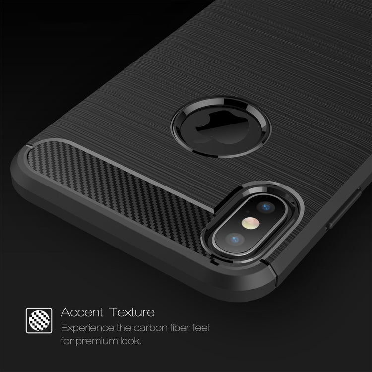 สำหรับ iPhone XS Max Brushed Texture คาร์บอนไฟเบอร์กันกระแทก TPU เคสหลัง, For iPhone XS Max