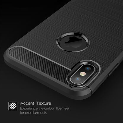 สำหรับ iPhone XS Max Brushed Texture คาร์บอนไฟเบอร์กันกระแทก TPU เคสหลัง, For iPhone XS Max