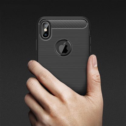 สำหรับ iPhone XS Max Brushed Texture คาร์บอนไฟเบอร์กันกระแทก TPU เคสหลัง, For iPhone XS Max