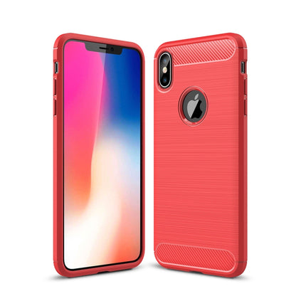 สำหรับ iPhone XS Max Brushed Texture คาร์บอนไฟเบอร์กันกระแทก TPU เคสหลัง, For iPhone XS Max