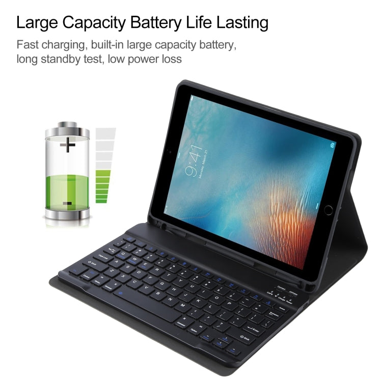 IP071 สำหรับ iPad Pro 9.7 นิ้ว / iPad Air 2 / iPad Air /iPad 9.7 (2018) และ iPad 9.7 (2017) แป้นพิมพ์บลูทูธ ABS แบบแยกส่วน + เคสแท็บเล็ตหนังพลิกแนวนอนเนื้อลิ้นจี่พร้อมที่วาง, For iPad Pro 9.7 / 9.7 inch 2017 / 9.7 2018 / Air / Air 2