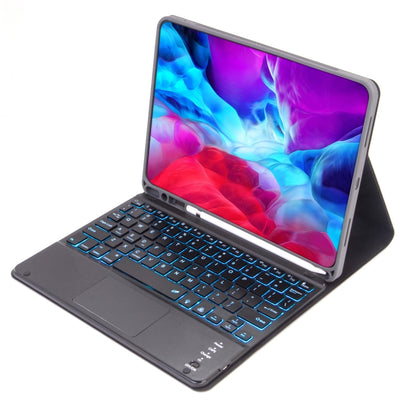 X-11BCS ผิวธรรมดาพื้นผิวคีย์บอร์ด Bluetooth ที่ถอดออกได้เคสแท็บเล็ตสำหรับ iPad Pro 11 นิ้ว 2020/2018 พร้อมทัชแพดและช่องเสียบปากกาและแสงไฟ