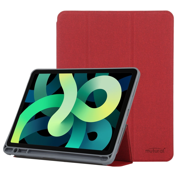 Mutural YASHI ซีรีส์ TPU + ผ้า PU รูปแบบพื้นผิวซองหนังพลิกแนวนอนพร้อมตัวยึดสามพับและช่องเสียบปากกาและฟังก์ชั่นปลุก / นอนหลับสำหรับ iPad Air 2022/2020 10.9, For iPad Air 2022 / 2020 10.9