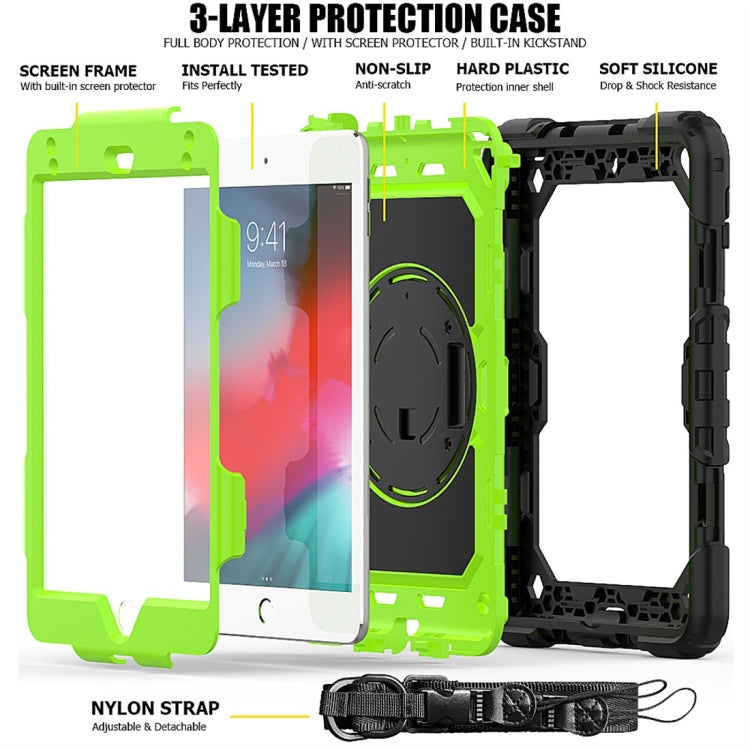 ซิลิกาเจลสีดำกันกระแทก + เคสพีซีสีสันสดใสสำหรับ iPad Mini 2019 / Mini 4 พร้อมตัวยึดและสายสะพายและสายคล้องมือและช่องเสียบปากกา, iPad Mini 2019 / Mini 4