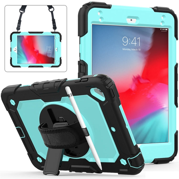 ซิลิกาเจลสีดำกันกระแทก + เคสพีซีสีสันสดใสสำหรับ iPad Mini 2019 / Mini 4 พร้อมตัวยึดและสายสะพายและสายคล้องมือและช่องเสียบปากกา, iPad Mini 2019 / Mini 4