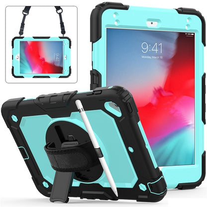 ซิลิกาเจลสีดำกันกระแทก + เคสพีซีสีสันสดใสสำหรับ iPad Mini 2019 / Mini 4 พร้อมตัวยึดและสายสะพายและสายคล้องมือและช่องเสียบปากกา, iPad Mini 2019 / Mini 4