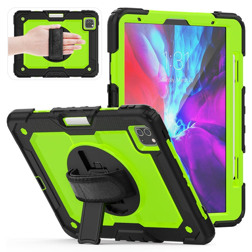 สำหรับ iPad Pro 11 นิ้ว (2018) / Pro 11 นิ้ว (2020) ซิลิกาเจลสีดำกันกระแทก + เคสแท็บเล็ตป้องกันพีซีสีสันสดใสพร้อมตัวยึดและสายสะพายไหล่และสายคล้องมือและช่องเสียบปากกา, iPad Pro 11 inch (2018)