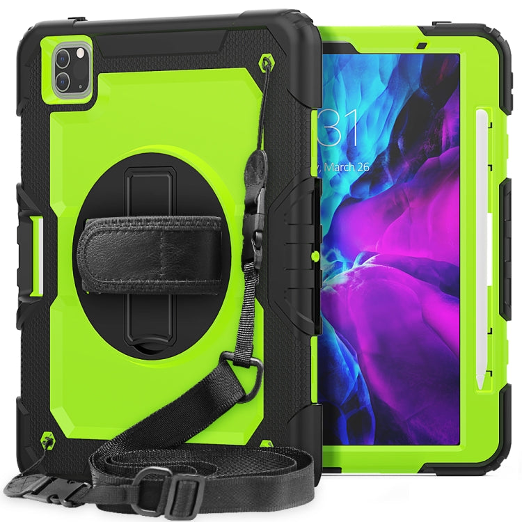 สำหรับ iPad Pro 11 นิ้ว (2018) / Pro 11 นิ้ว (2020) ซิลิกาเจลสีดำกันกระแทก + เคสแท็บเล็ตป้องกันพีซีสีสันสดใสพร้อมตัวยึดและสายสะพายไหล่และสายคล้องมือและช่องเสียบปากกา, iPad Pro 11 inch (2018)