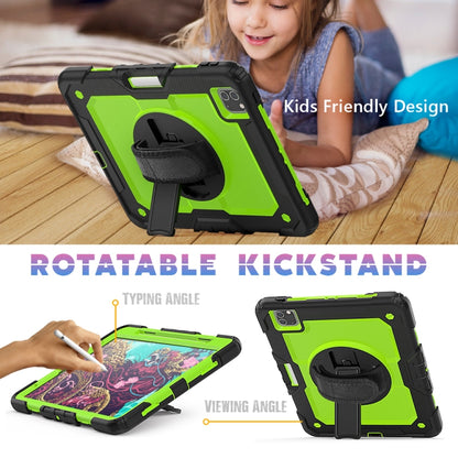 สำหรับ iPad Pro 11 นิ้ว (2018) / Pro 11 นิ้ว (2020) ซิลิกาเจลสีดำกันกระแทก + เคสแท็บเล็ตป้องกันพีซีสีสันสดใสพร้อมตัวยึดและสายสะพายไหล่และสายคล้องมือและช่องเสียบปากกา, iPad Pro 11 inch (2018)